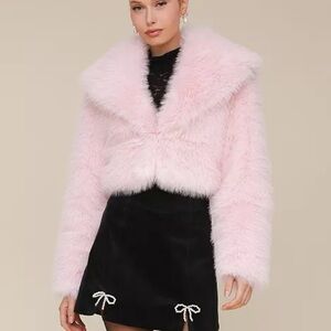 NWT Avec Les Filles Cropped Faux Fur Shawl Collar Jacket